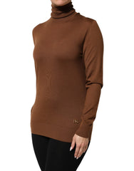 Dolce & Gabbana Brown Cashmere Turtle Neck Pullover Sweater - IT36|XXS - Sweaters