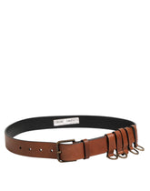 Dolce & Gabbana Brown Classic Gold Metal Logo Buckle Men Belt - 90 cm / 36 Inches