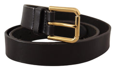 Dolce & Gabbana Brown Classic Leather Gold Metal Buckle Belt - 95 cm / 38 Inches - Belts