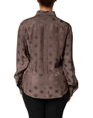 Dolce & Gabbana Brown Collared Long Sleeves Logo Shirt Top - IT42|M - Shirts