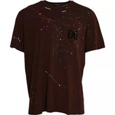 Dolce & Gabbana Brown Color Splash Cotton Crew Neck T-shirt - IT60 | 3XL - T-Shirts