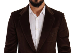 Dolce & Gabbana Brown Corduroy Slim Fit Coat DG Logo Blazer - IT50 | L - Sport Jackets