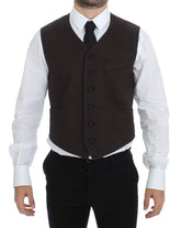 Dolce & Gabbana Brown Cotton Blend Dress Vest Gilet - IT46 | S - Vests