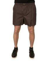 Dolce & Gabbana Brown Cotton Blend Men Mid Waist Shorts - Bermudas