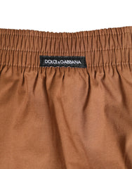 Dolce & Gabbana Brown Cotton Boxer Waistband Short Swimwear - IT4 | S - Swim Boxers