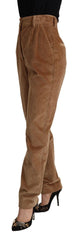 Dolce & Gabbana Brown Cotton Corduroy High Waist Skinny Pants - IT40|S - Trousers