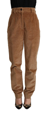 Dolce & Gabbana Brown Cotton Corduroy High Waist Skinny Pants - IT40|S - Trousers