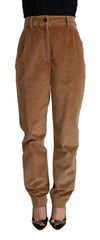 Dolce & Gabbana Brown Cotton Corduroy High Waist Skinny Pants - IT40|S - Trousers