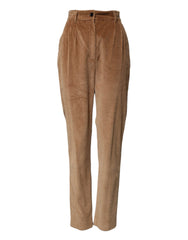 Dolce & Gabbana Brown Cotton Corduroy Tapered Pants - IT40|S - Trousers