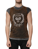 Dolce & Gabbana Brown Cotton Crew Neck Sleeveless T-shirt - IT52 | XL - Tank Tops