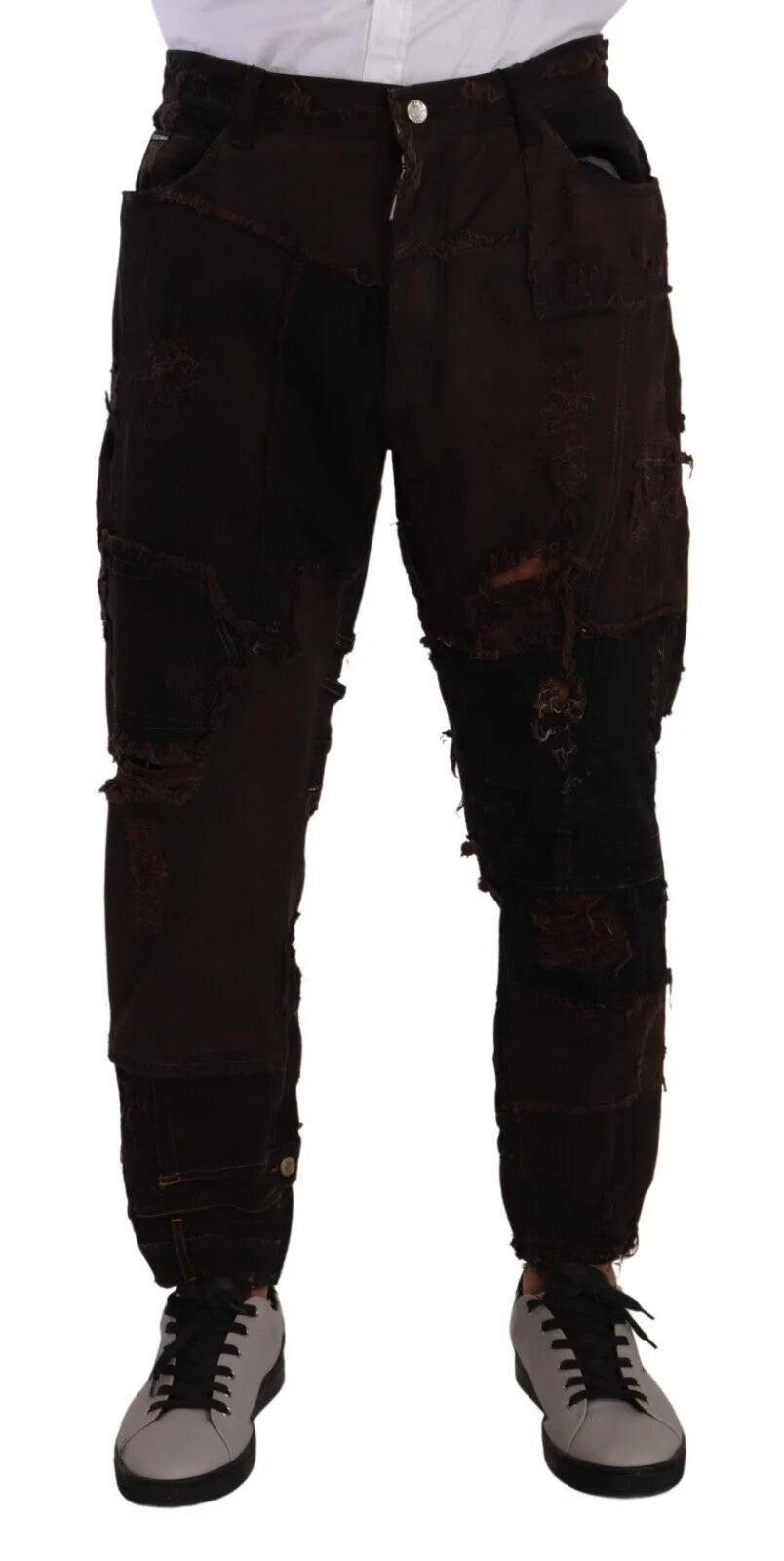 Dolce & Gabbana Brown Cotton Distressed Regular Denim Jeans - IT48 | M - Jeans