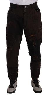 Dolce & Gabbana Brown Cotton Distressed Regular Denim Jeans - IT48 | M - Jeans