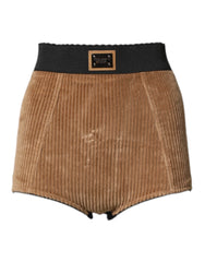Dolce & Gabbana Brown Cotton High Waisted Hot Pants Shorts - IT40|S