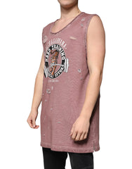 Dolce & Gabbana Brown Cotton Round Neck Sleeveless T-shirt - IT48 | M - Tank Tops