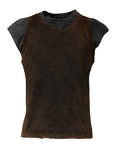 Dolce & Gabbana Brown Cotton Round Neck Sleeveless T-shirt - IT52 | XL - Tank Tops