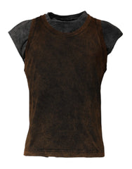 Dolce & Gabbana Brown Cotton Round Neck Sleeveless T-shirt - IT52 | XL - Tank Tops