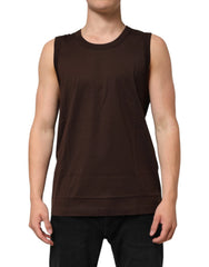 Dolce & Gabbana Brown Cotton Sleeveless Underwear Men Tank Top - Tank Tops