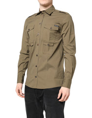 Dolce & Gabbana Brown Cotton Stretch Casual Long Sleeves Shirt - IT38 | XS - Shirts