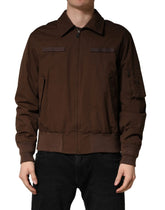 Dolce & Gabbana Brown Cotton Stretch Full Zip Bomber Jacket - IT48 | M - Bomber Jackets