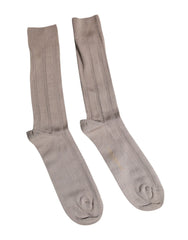 Dolce & Gabbana Brown Cotton Stretch Logo Over Calf Socks - L - Crew Socks