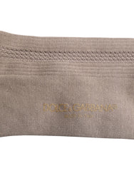 Dolce & Gabbana Brown Cotton Stretch Logo Over Calf Socks - L - Crew Socks