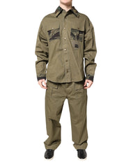 Dolce & Gabbana Brown Cotton Stretch Shirt Pants Casual Set - IT52 | XL - Outfit Sets