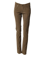 Dolce & Gabbana Brown Cotton Stretch Skinny Men Denim Jeans - IT44 | XS