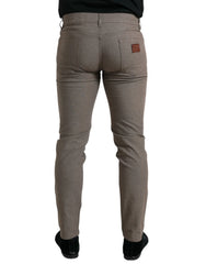 Dolce & Gabbana Brown Cotton Stretch Skinny Men Pants - Jeans