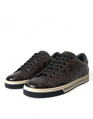 Dolce & Gabbana Brown Croc Exotic Leather Men Casual Sneakers Shoes - EU39/US6