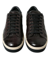 Dolce & Gabbana Brown Croc Exotic Leather Men Casual Sneakers Shoes - EU39/US6