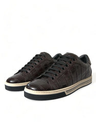 Dolce & Gabbana Brown Croc Exotic Leather Men Casual Sneakers Shoes - EU39/US6 - Sneakers