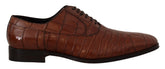 Dolce & Gabbana Brown Crocodile Leather Mens Formal Derby Shoes - EU44/US11 - Shoes