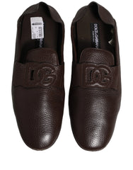 Dolce & Gabbana Brown Deerskin Leather Driver Loafers Shoes - EU44/US11
