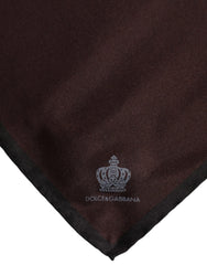 Dolce & Gabbana Brown DG Crown Silk Square Men Foulard Scarf - Scarves & Shawls