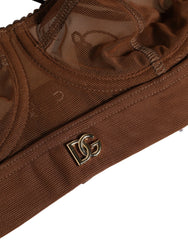 Dolce & Gabbana Brun DG Logotyp Nylon Mesh Balconette BH Underkläder - IT2 | S