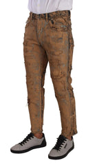Dolce & Gabbana Brown Distressed Cotton Regular Denim Jeans - IT48 | M - Jeans