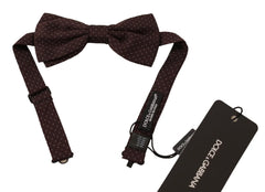 Dolce & Gabbana Brown Dotted Silk Adjustable Neck Papillon Bow Tie - Neckties