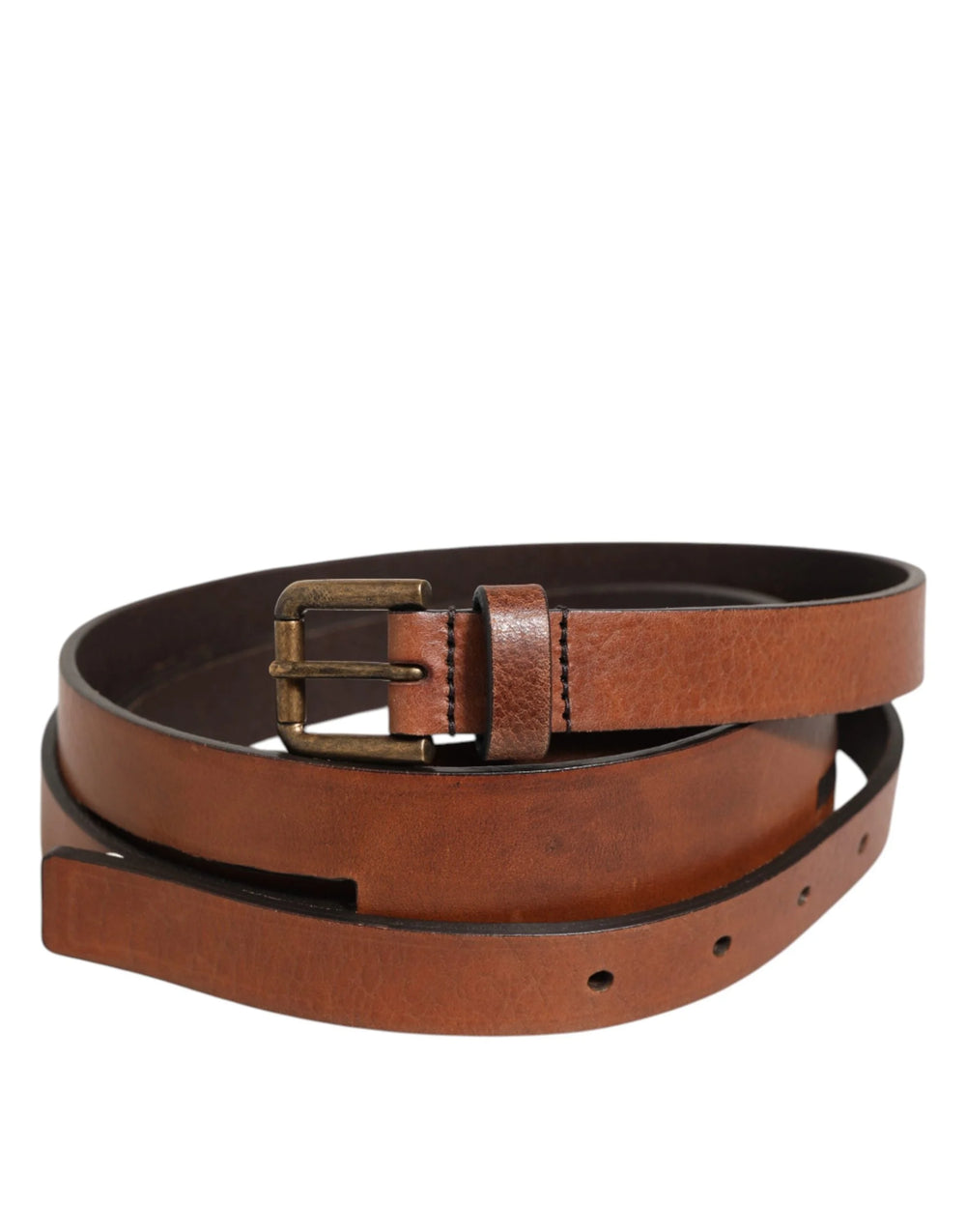 Dolce & Gabbana Brown Double Strap Leather Gold Buckle Belt - 90 cm / 36 Inches - Belts