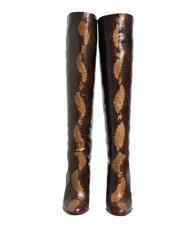 Dolce & Gabbana Brown Exotic Leather Knee High Boots Shoes - EU37/US6.5