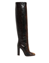 Dolce & Gabbana Brown Exotic Leather Knee High Boots Shoes - EU37/US6.5