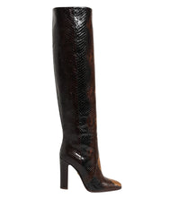 Dolce & Gabbana Brown Exotic Leather Knee High Boots Shoes - EU37/US6.5