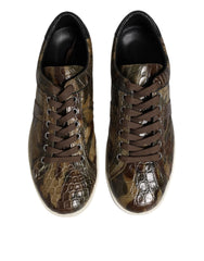 Dolce & Gabbana Brown Exotic Leather Low Top Sneakers Shoes - EU40/US7