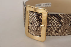 Dolce & Gabbana Brown Exotic Wide Waist Leather Gold Metal Buckle Belt - 65 cm / 26 Inches - Belts