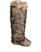 Dolce & Gabbana Brown Faux Skim Ski Fur Knee High Boots Shoes - EU44/US11