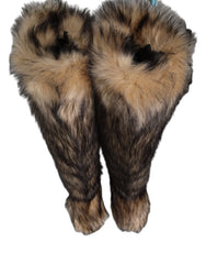 Dolce & Gabbana Brown Faux Skim Ski Fur Knee High Boots Shoes - EU44/US11