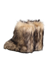 Dolce & Gabbana Brown Faux Skim Ski Fur Men Short Boots Shoes - EU44/US11
