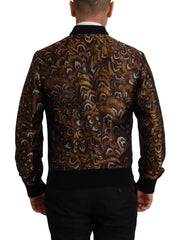 Dolce & Gabbana Brown Feather Full Zip Blouson Jacket - IT44 | XS - Bomber Jackets