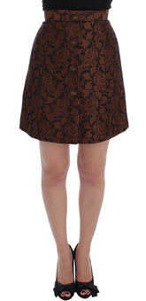 Dolce & Gabbana Brown Floral Brocade Mini Bubble Skirt - IT40|S - Skirts