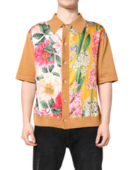Dolce & Gabbana Brown Floral Collared Short Sleeve T-shirt - IT48 | M - Polos