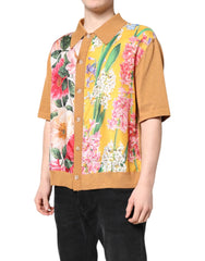 Dolce & Gabbana Brown Floral Collared Short Sleeve T-shirt - IT48 | M - Polos